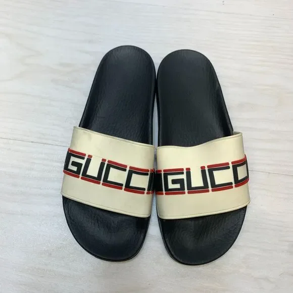 Gucci Pursuit Slide Sandals Women's Size 8 White Black Slip On Casual Shoes - Picture 7 of 12